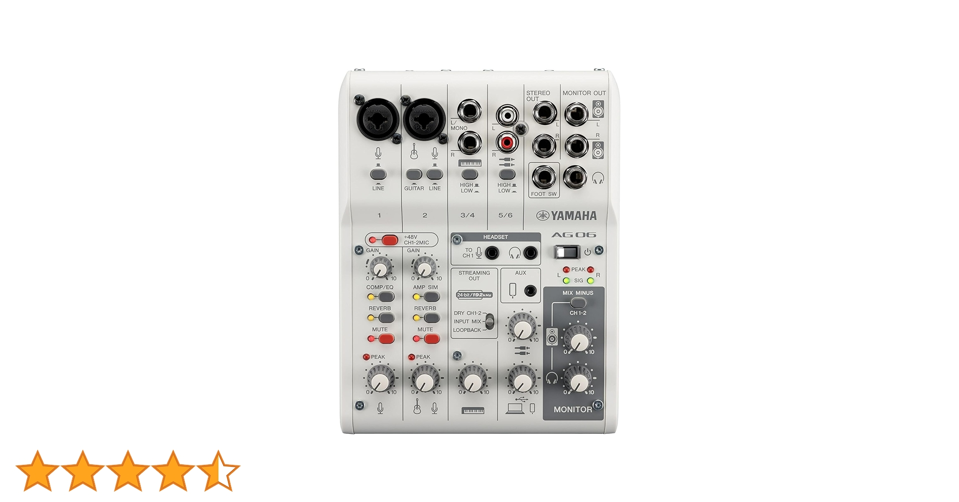 DTM・DAW YAMAHA AG06MK2 Yamaha AG06MK2 White 6-Channel Live Streaming Mixer USB